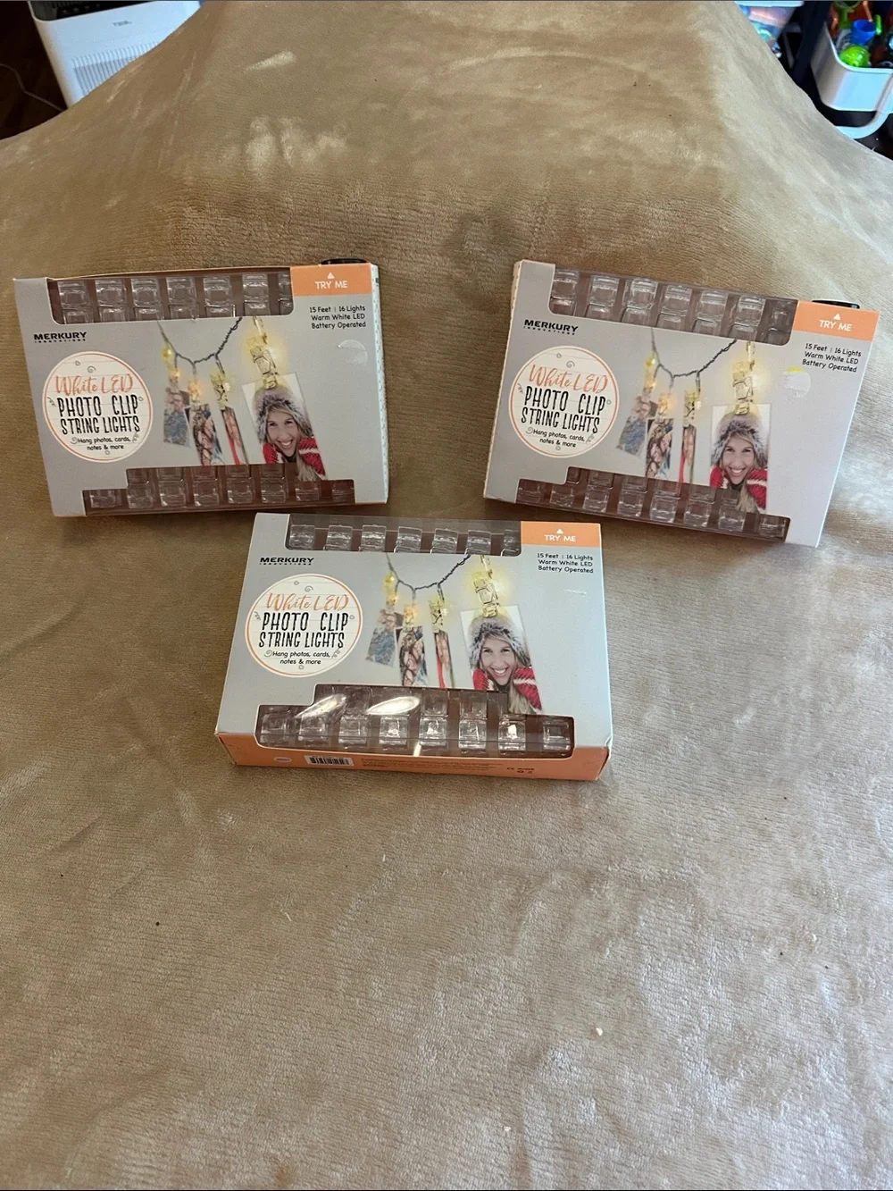 Merkury White LED Photo Clip String Lights - Clear Clips (SET OF 3)